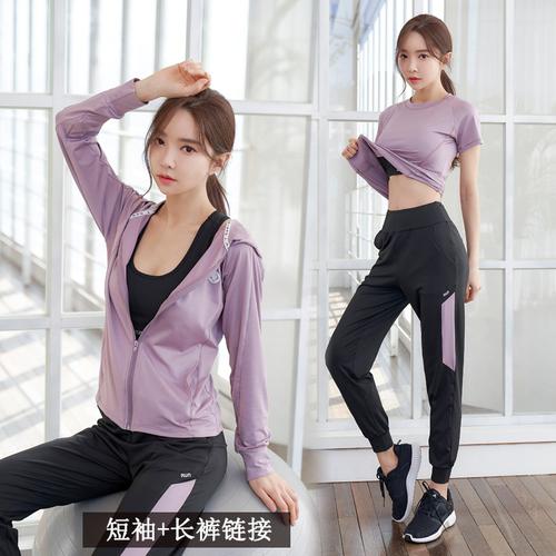 健身房運(yùn)動套裝女短袖二件套寬松專業(yè)運(yùn)動跑步衣春夏時(shí)尚瑜伽服